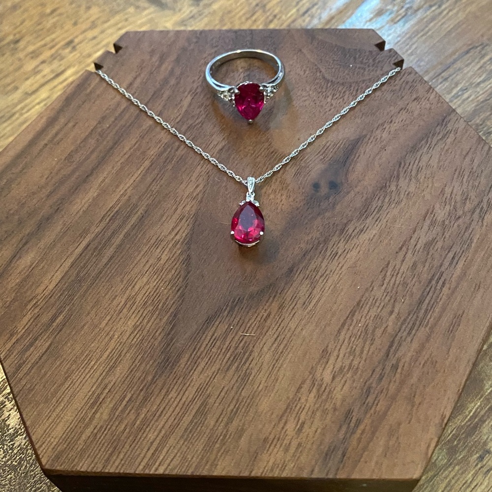 Ruby Necklace And Matching Stone Ring - image 3